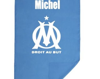 Serviette de bain bleu recto microfibre  personnalisée om