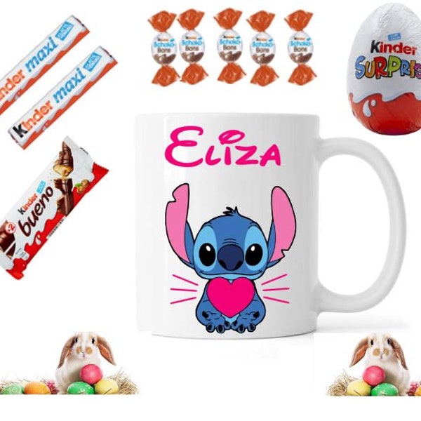 Tasse de pâques personnalisée STITCH avec chocolats