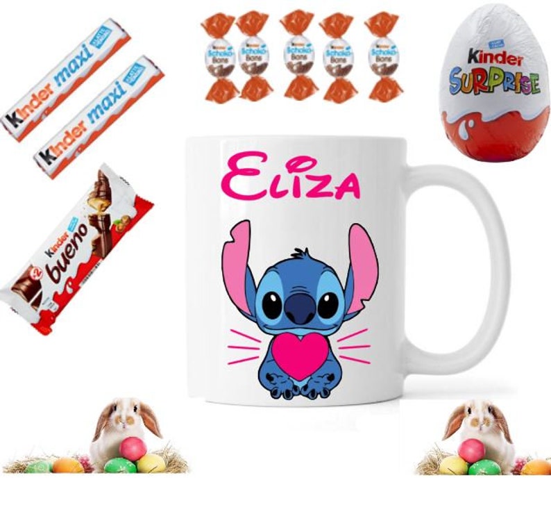 Tasse de pâques personnalisée STITCH avec chocolats image 1