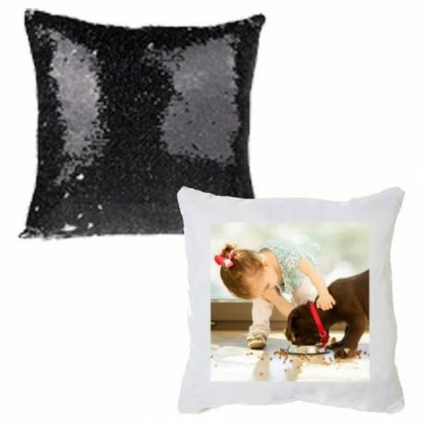 Coussin sequins personnalisé avec votre photo