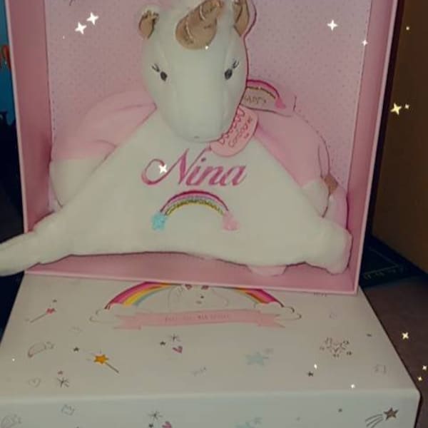 Doudou licorne personnalisé