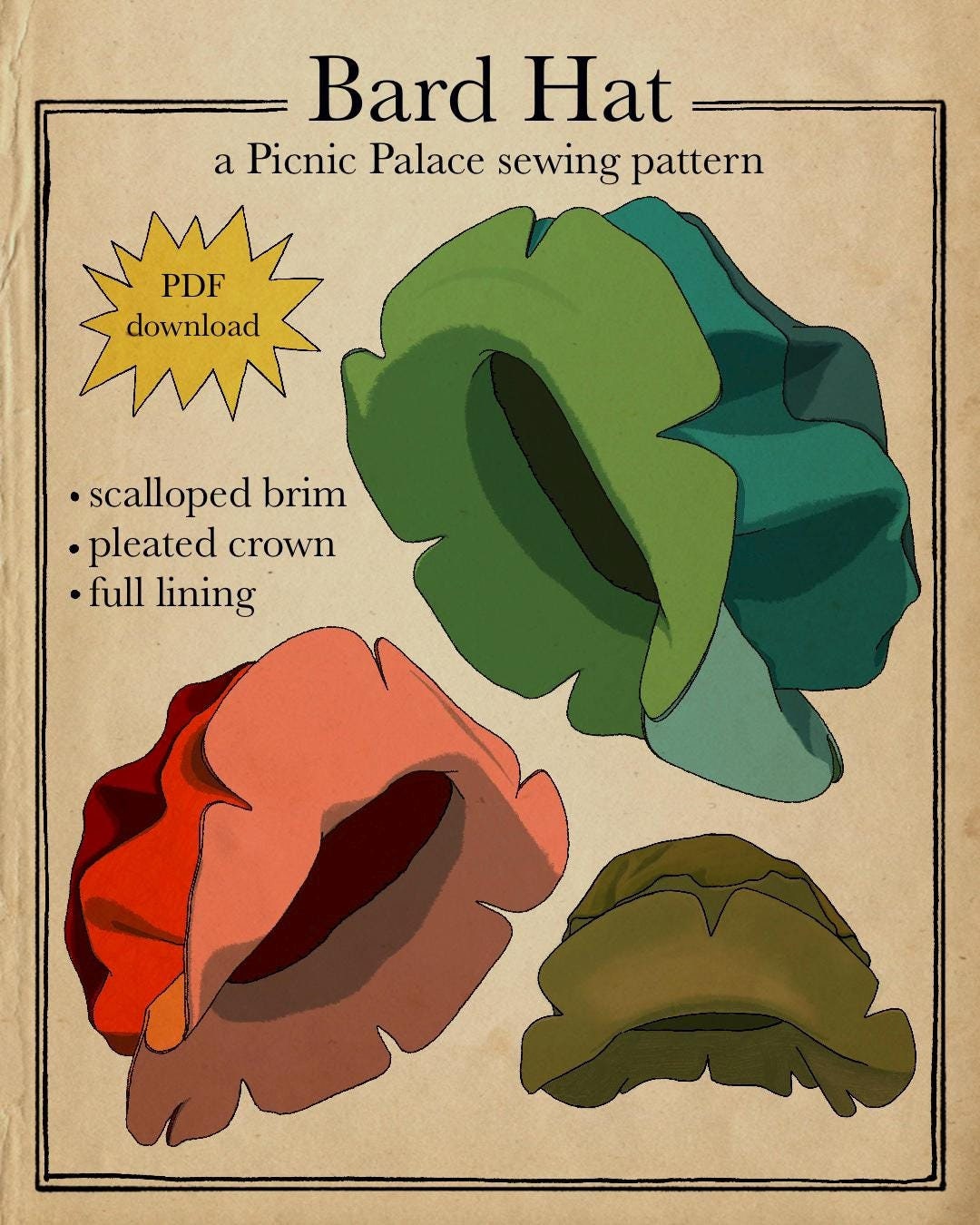 Picnic Palace's Bard Hat Sewing Pattern - Etsy