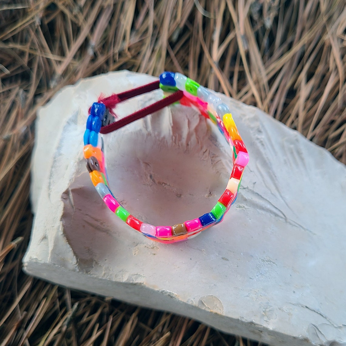 Unique Style Cuff Bracelet, Plastic Fusion Bead Bracelet, Handmade With