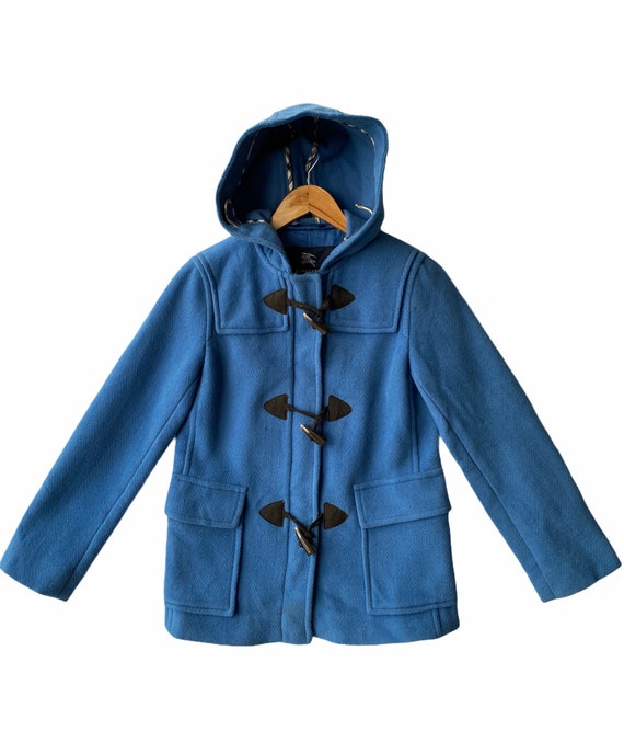 Burberry London Navy Blue Hoodie Duffle Coat