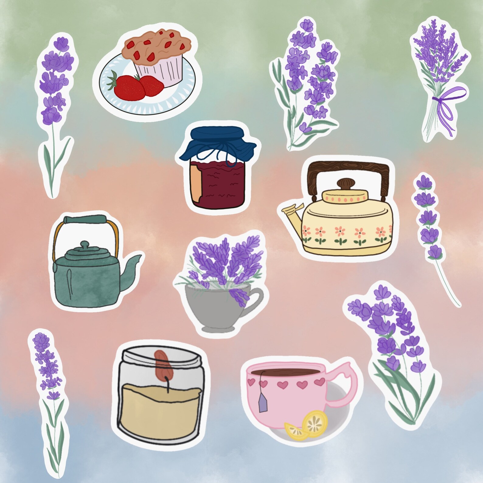 Cottage Core Lavender Sticker Pack Laptop Stickers | Etsy