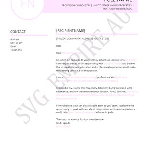May include: A simple, professional cover letter template for job applications. The template includes sections for contact information, a salutation, a brief introduction, a space for a resume, and a closing.