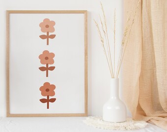 Retro Flower Art |Boho Art| Daisy Art| Abstract Floral| |Modern Print|Home Décor|Minimalist Wall Art| Trendy Wall Art Set|