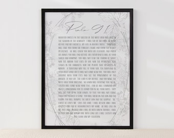 Psalm 91 Print|Religious Quotes|Christian | Minimalist Wall Art|Oak Wood|Religious Quote| Scripture Sign|Inspirational Print|Gift Ideas|