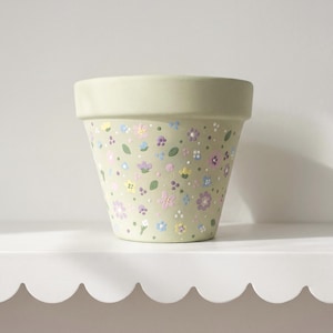 Wildflower Garden Planter | Terracotta Planter | Hand Painted Planter| Botanical Planter