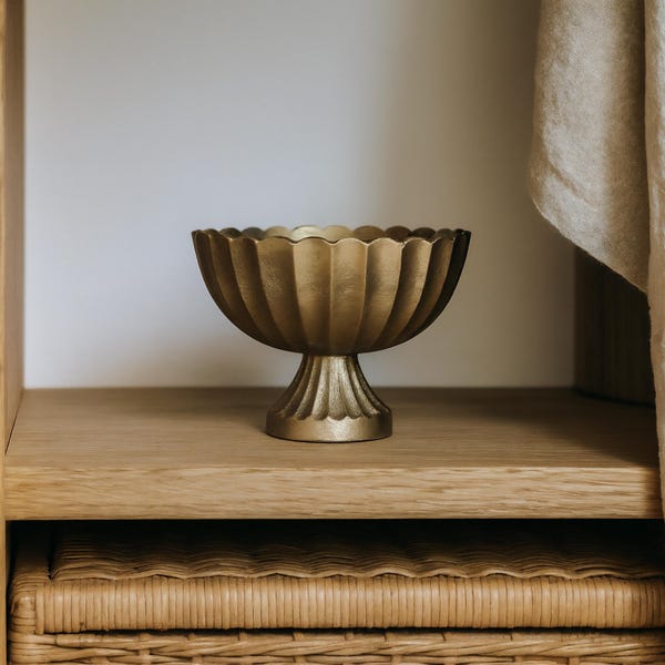 Scalloped Pedestal Bowl | Decorative Accents | Minimalist Décor | Neutral Modern Home Décor | Gift Ideas