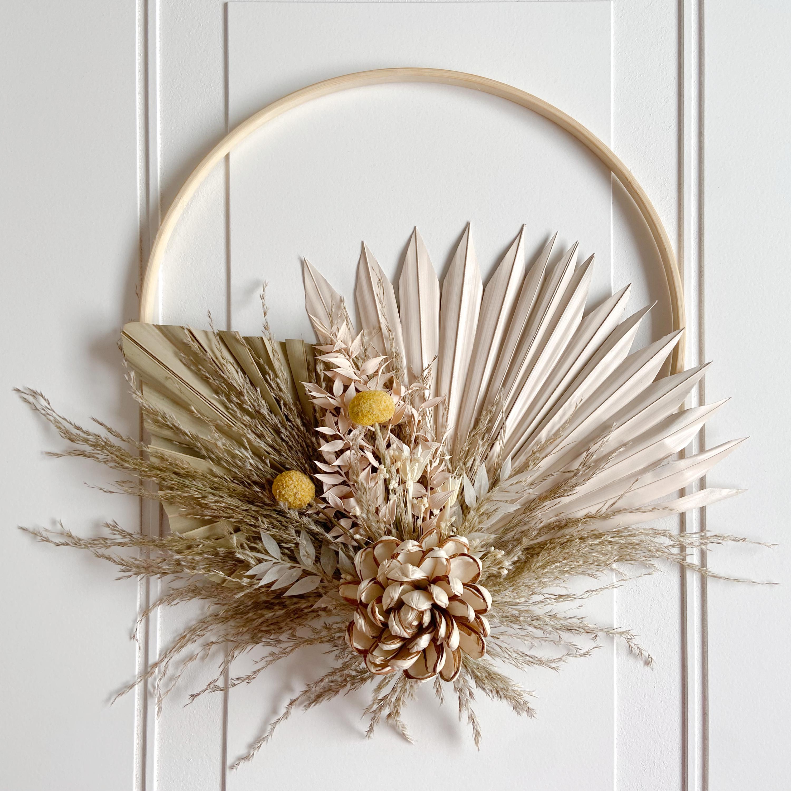 Yellow & Neutral Dried Flowers Wreath - Etsy