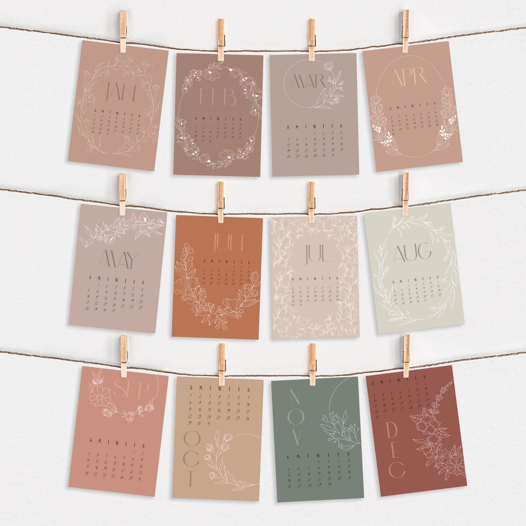 2025 Terracotta Line Art Desk Calendar - Etsy