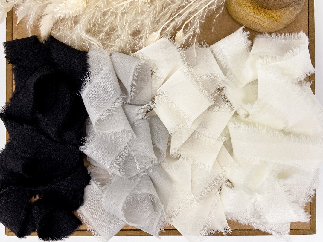 Hadn Ribbons Monochrome Hand-frayed Ribbon - Etsy