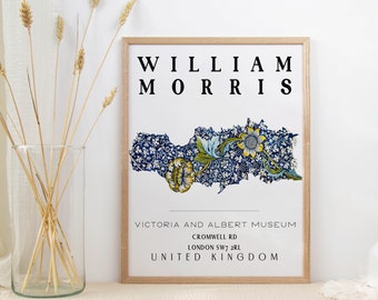 William Morris Print | William Morris Flower Pattern|William Morris Exhibition Poster|William Inspired Art |Gift Ideas|Abstract Art | Blues