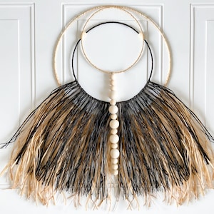 Black & Natural Raffia Wall Hanging