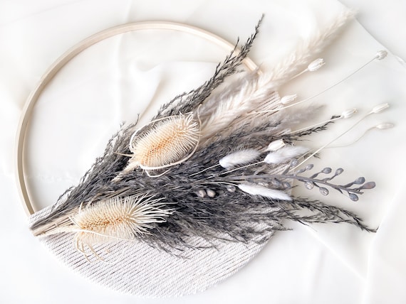 Dried Flowers Macramé Wreath | Hoop Wreath Ring|Ring Wreath|Flower Wall Hanging|Handmade Spring Décor |Pampas Grass Decor|Farmhouse Décor