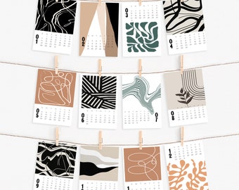 Calendario minimalista abstracto 2024 / Papelería de tendencia / Rellenos de calcetines / Regalos para colegas / Regalos para maestros / Regalos únicos / Regalos de Navidad