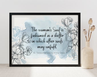 St Teresa Benedicta Of The Cross Print| The Woman's Soul | Religious Quotes|Christian Print| Minimalist Wall Art|