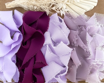 Purples Hand Frayed Edge Ribbon|Handmade |Bridal Bouquet Ribbon|Wedding Décor| Rustic Ribbon|Trendy Ribbon| Photography Styling