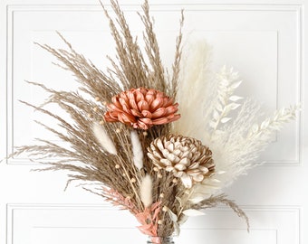 Pinks & Browns Dried Flower Bouquet |Tabletop Décor | Wedding Décor| Floral Arrangements | Rustic Chic Décor |Boho Decor|Bridal Bouquet |