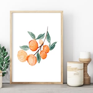 Orange Print |Framed Print| Unframed Print| Modern Print| Wall Home Décor| Minimalist Wall Art| Watercolor|Cirtus Decor|Trendy Wall Art|