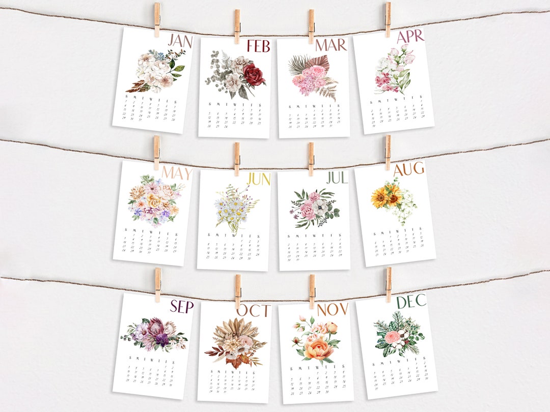 2025 Floral Watercolor Art Desk Calendar - Etsy