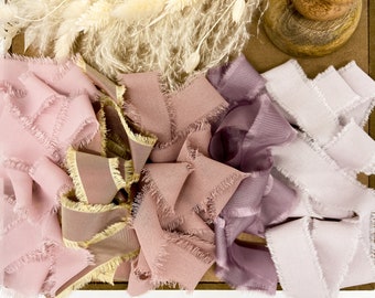 Pinks Hand Frayed Edge Ribbon|Handmade |Bridal Bouquet Ribbon|Wedding Décor| Rustic Ribbon|Trendy Ribbon| Photography Styling