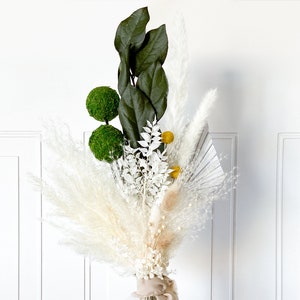 Green Moss & Neutral Dried Flower BouquetTabletop Décor Wedding Décor Floral Arrangements Rustic Chic Décor Boho DecorBridal Bouquet image 1