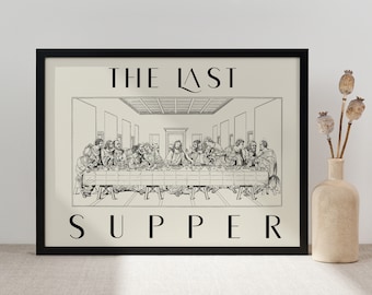 The Last Supper Print | Biblical Art | Christian Print| Minimalist Wall Art| Religious Art | Catholic Home Décor | Neutral Art