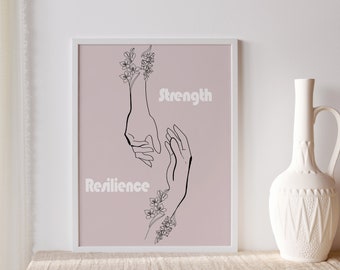 Strength & Resilience Quote Print| Self Affirmation Art|MotivationalQuote |Wall Art| Wall Décor|Self Love Quote|Line Art Print |Abstract Art