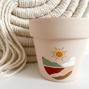 Jardinière peinte à la main | Jardinière d’intérieur | Idées cadeaux | Jardinière en terre cuite | | de décor peints à la main Planteur d’argile| Design floral abstrait|
