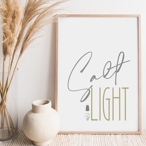 Salt & Light Print|Biblical Verse Print| Religious Quotes|Christian | Minimalist Wall Art|Oak Wood|Religious Quote| Scripture Print|
