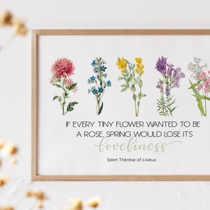 St Therese Of Lisieux Quote| If Every Tiny Flower| Religious Quotes|Christian Print| Minimalist Wall Art|Oak Wood|Religious Quote|