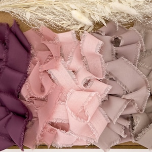 Handgerafeld lint paars en neutraal