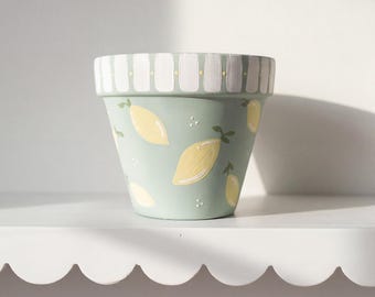Citrusboomgaardplanter kust | Terracotta plantenbak | Handgeschilderde plantenbak| Botanische plantenbak
