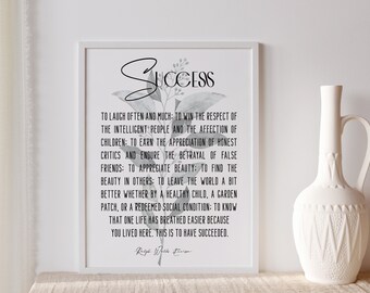 Success Quote Print|Ralph Waldo Emerson Quote| Office Décor |Décor| Minimalist Wall Art|Motivational Quote| Home Décor Ideas|