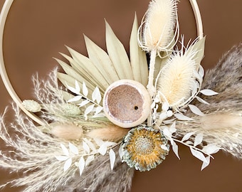 Rustic Dried Flowers Wreath|Flower Wall Hanging|Handmade Décor |Pampas Grass Decor|Farmhouse Décor | Rustic Home Decor | Neutral Wreath