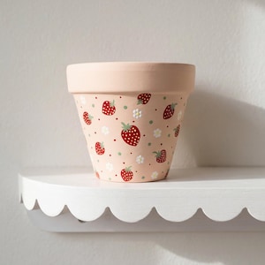 Wild Strawberry Planter | Terracotta Planter | Hand Painted Planter| Botanical Planter