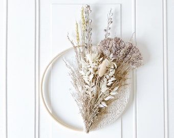 Dried Mushroom Neutral Macramé Wreath | Flower Wall Art | Pampas Grass Decor| Farmhouse Boho Décor|Gallery Wall Art|Door Decor|Dried Flowers