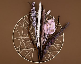 Warm Toned Rustic Dried Flowers Wreath|Ring Wreath|Flower Wall Hanging|Handmade Spring Décor |Pampas Grass Decor|Farmhouse Décor