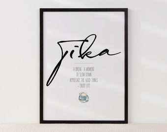 Fika Print| Nordic Print| Motivational Quote | Wall Art| Modern Quote Print| Wall Home Décor| Minimalist Wall Art| Oak Wood Frame| Swedish|