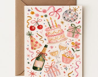 Retro Icons Birthday Card | Birthday Card | Retro Birthday Illustration | Greeting Card