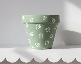 Daisy Meadow Planter | Terracotta Planter | Hand Painted Planter| Botanical Planter