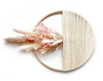 Dried Flowers Macrame Wreath|Hoop Wreath |Wooden Wreath| Flower Wall Hanging| Handmade Décor |Pampas Grass Decor| Farmhouse Décor