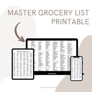 Grocery List Printable/ Master Grocery List/ Shopping Printable/grocery ...