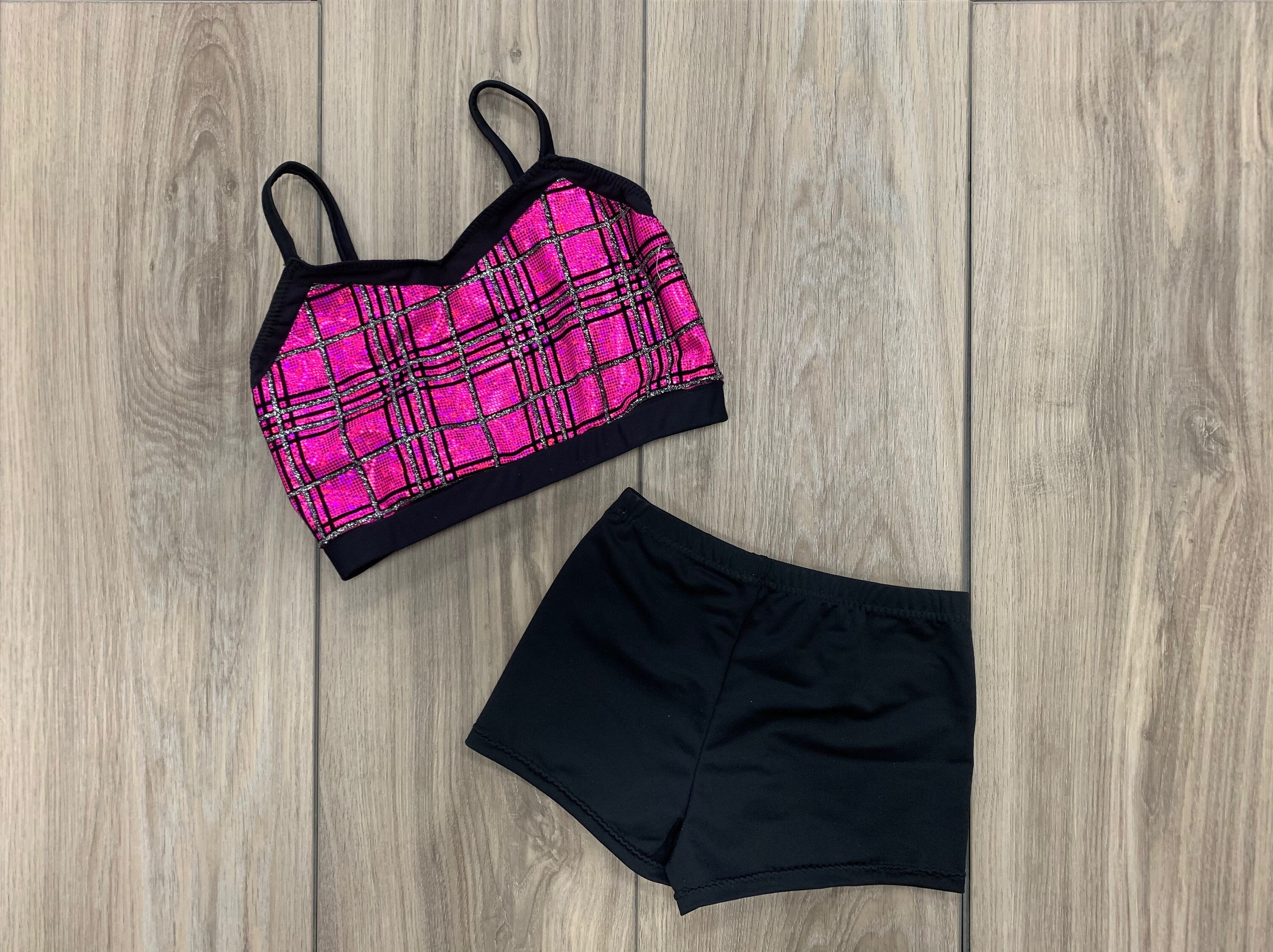 Pink Checkered Top \u0026 Booty Shorts Set 