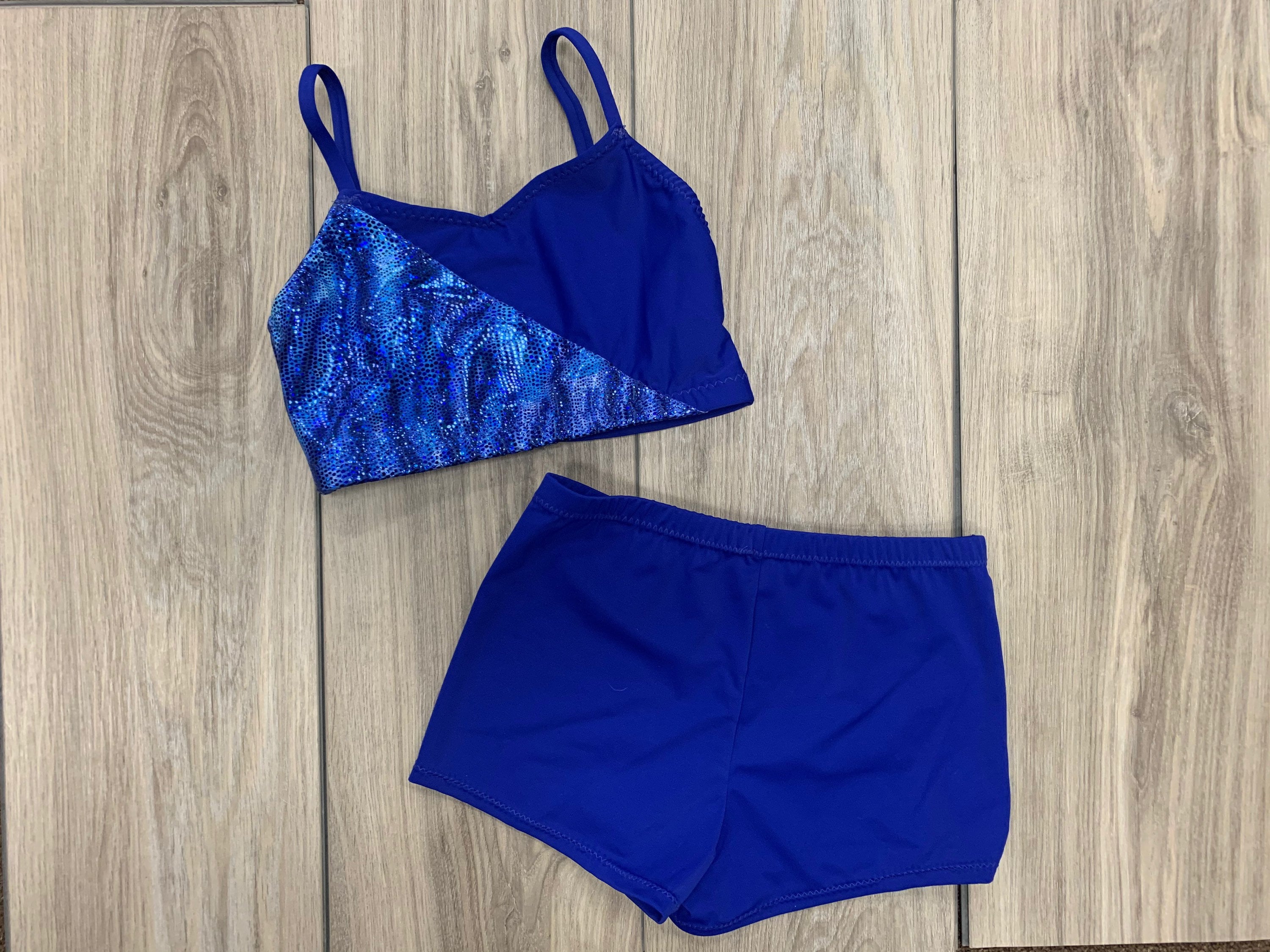 Blue Dance Top & Shorts/Matching Set/Girls Dancewear