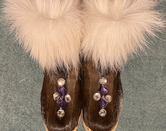 Reindeer Wild Goat Winter Fur Boots Mukluks 100% Handmade from Siberia/Mongolia