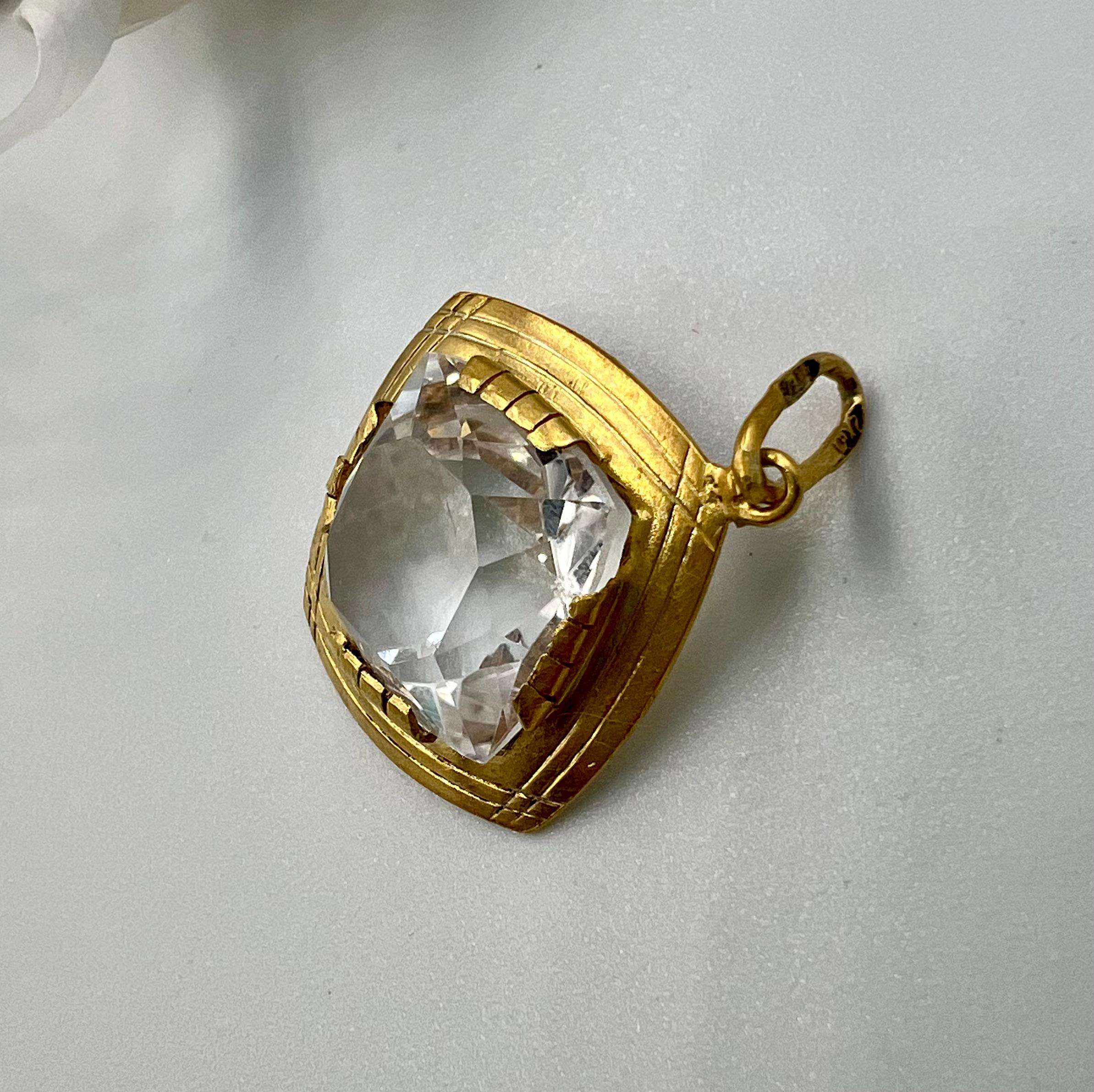 Gilded Rocks Antique 875 Sterling Silver Gilded Rock Crystal Pendant, Ukraine ...
