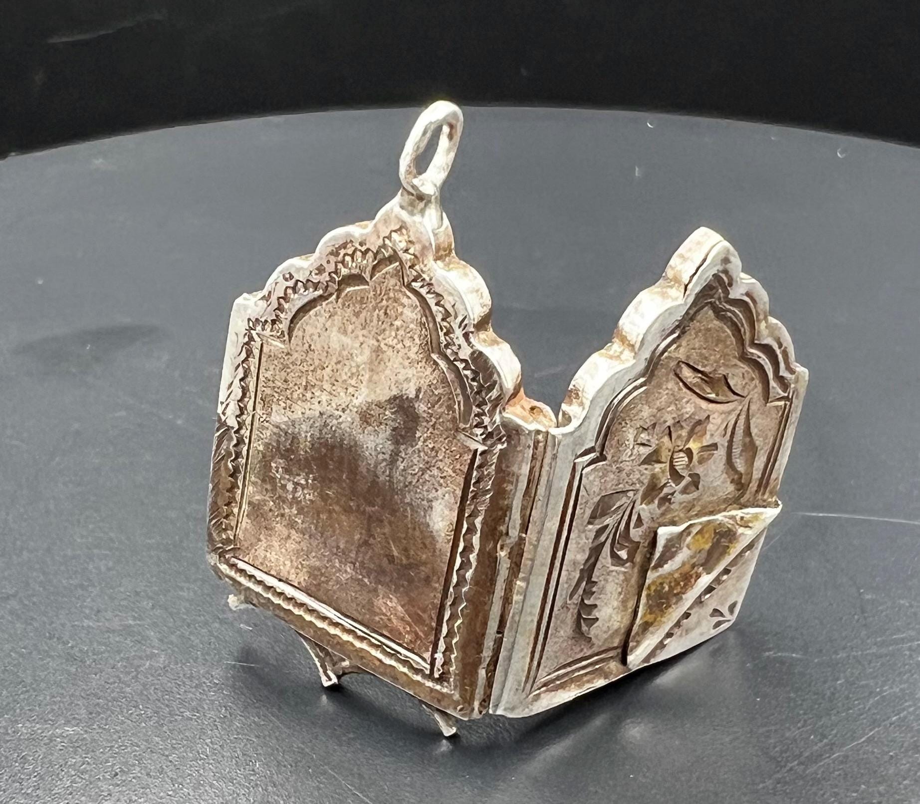 Vintage Sterling Silver Holy Bible Locket Pendant, Antique Silver ...